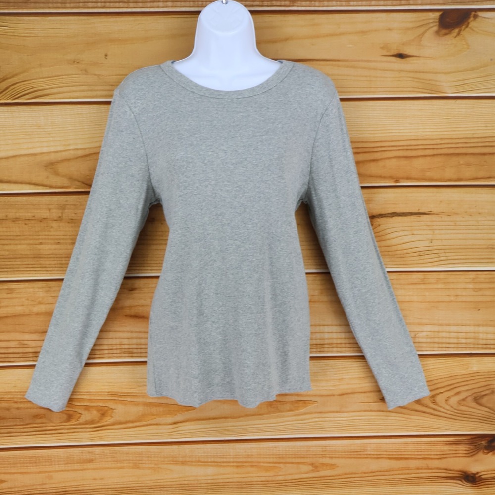 Wild Fable Long Sleeve Ribbed Shirt Womens Size XL Gray Heathered Cotton Stretch